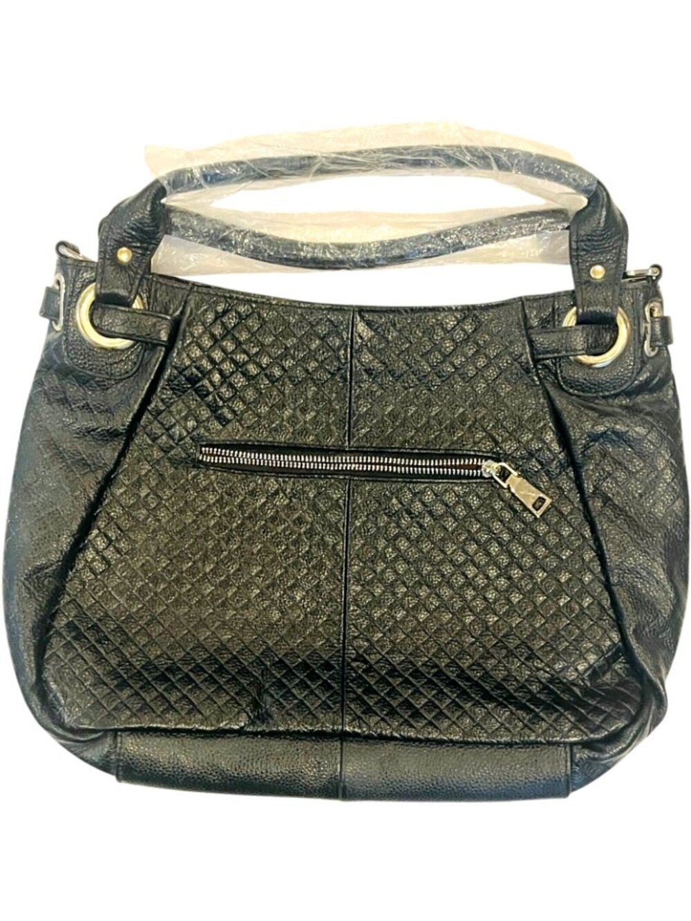 Black Leather Purse / Carry Purse - 14" W x 10" H x 4" D - NEW - Picture 3 of 5
